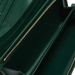 Pre Owned Prada Green Saffiano Lux Leather Continental Wallet