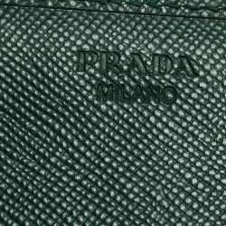 Pre Owned Prada Green Saffiano Lux Leather Continental Wallet