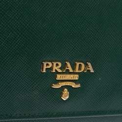Pre Owned Prada Green Saffiano Lux Leather Continental Wallet