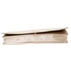 Pre Owned Prada Beige Satin Oversize Clutch