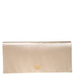 Pre Owned Prada Beige Satin Oversize Clutch