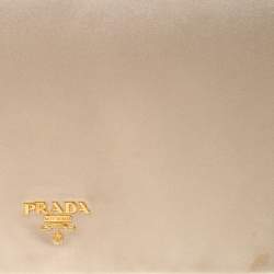 Pre Owned Prada Beige Satin Oversize Clutch