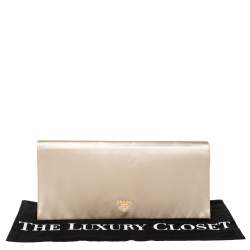 Pre Owned Prada Beige Satin Oversize Clutch