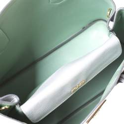 Pre Owned Prada Grey Saffiano Cuir Leather Medium Double Handle Tote