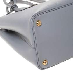Pre Owned Prada Grey Saffiano Cuir Leather Medium Double Handle Tote