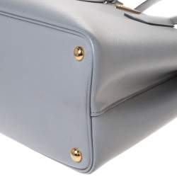 Pre Owned Prada Grey Saffiano Cuir Leather Medium Double Handle Tote