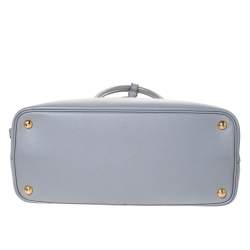 Pre Owned Prada Grey Saffiano Cuir Leather Medium Double Handle Tote