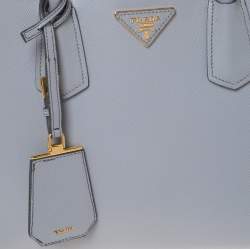 Pre Owned Prada Grey Saffiano Cuir Leather Medium Double Handle Tote