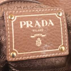 Pre Owned Prada Brown Nylon and Leather Buckle Tote