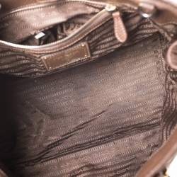 Pre Owned Prada Brown Nylon and Leather Buckle Tote