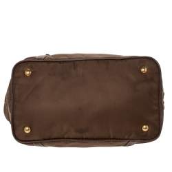 Pre Owned Prada Brown Nylon and Leather Buckle Tote