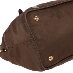 Pre Owned Prada Brown Nylon and Leather Buckle Tote