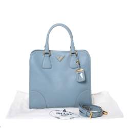 Pre Owned Prada Light Blue Saffiano Lux Leather Tote