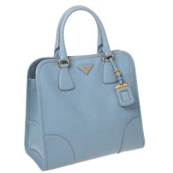 Pre Owned Prada Light Blue Saffiano Lux Leather Tote