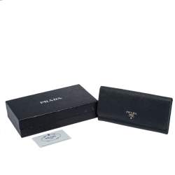 Pre Owned Prada Navy Blue Saffiano Leather Flap Continental Wallet