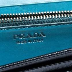 Pre Owned Prada Navy Blue Saffiano Leather Flap Continental Wallet