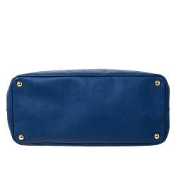 Pre Owned Prada Blue Saffiano Lux Leather Large Gardener's Tote