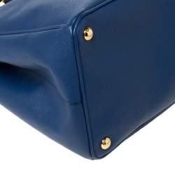 Pre Owned Prada Blue Saffiano Lux Leather Large Gardener's Tote
