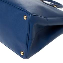 Pre Owned Prada Blue Saffiano Lux Leather Large Gardener's Tote