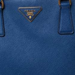 Pre Owned Prada Blue Saffiano Lux Leather Large Gardener's Tote