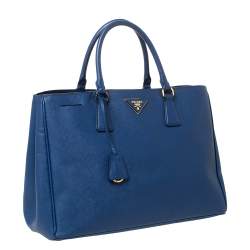 Pre Owned Prada Blue Saffiano Lux Leather Large Gardener's Tote