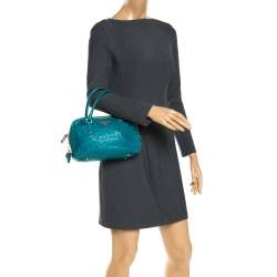 Pre Owned Prada Blue Ostrich Bauletto Satchel
