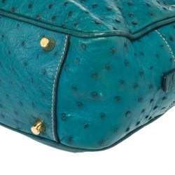 Pre Owned Prada Blue Ostrich Bauletto Satchel