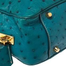 Pre Owned Prada Blue Ostrich Bauletto Satchel