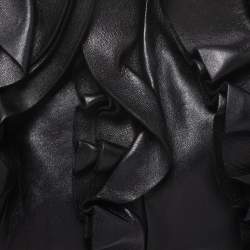 Prada Black Leather Ruffle Mordore Hobo 