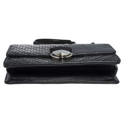 Pre Owned Prada Black Woven Leather Madras Chain Flap Bag