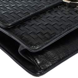 Pre Owned Prada Black Woven Leather Madras Chain Flap Bag