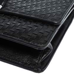 Pre Owned Prada Black Woven Leather Madras Chain Flap Bag