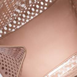 Pre Owned Prada Light Pink Cutout Saffiano Leather and PVC Tote