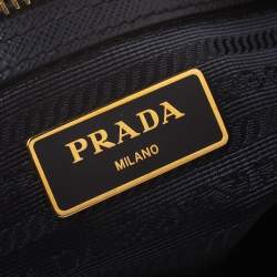Pre Owned Prada Navy Blue Saffiano Lux Leather Small Double Zip Tote