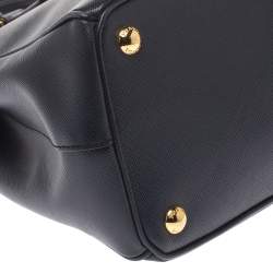 Pre Owned Prada Navy Blue Saffiano Lux Leather Small Double Zip Tote