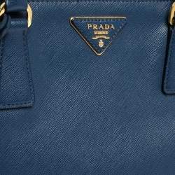 Pre Owned Prada Blue Saffiano Lux Leather Medium Galleria Tote