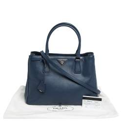 Pre Owned Prada Blue Saffiano Lux Leather Medium Galleria Tote