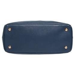 Pre Owned Prada Blue Saffiano Lux Leather Medium Galleria Tote