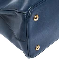 Pre Owned Prada Blue Saffiano Lux Leather Medium Galleria Tote