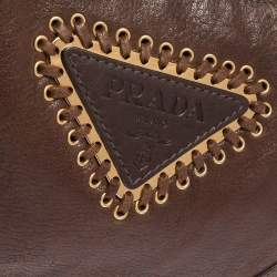 Pre Owned Prada Brown Leather Tassel Shoulder Bag