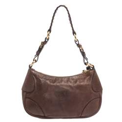 Pre Owned Prada Brown Leather Tassel Shoulder Bag
