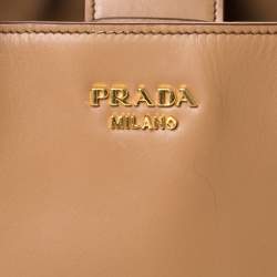 Pre Owned Prada Tan Leather Biblitheque Tote