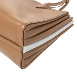 Pre Owned Prada Tan Leather Biblitheque Tote