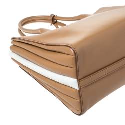 Pre Owned Prada Tan Leather Biblitheque Tote