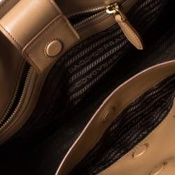 Pre Owned Prada Tan Leather Biblitheque Tote