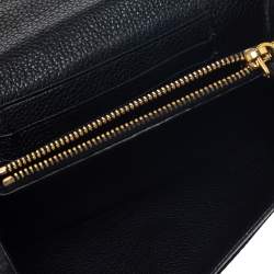 Pre Owned Prada Black Soft Leather Flap Wallet