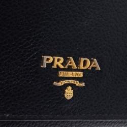 Pre Owned Prada Black Soft Leather Flap Wallet