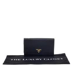 Pre Owned Prada Black Soft Leather Flap Wallet