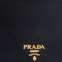 Pre Owned Prada Black Soft Leather Flap Wallet