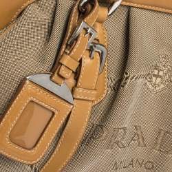 Pre Owned Prada Brown/Beige Canvas and Leather Frame Doctor Satchel